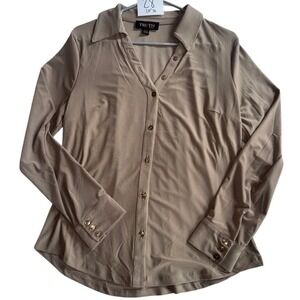 TRUTH by REPUBLIC Long Sleeve Collared Button Up Shirt Beige L‎ G